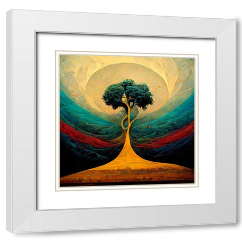 A014 Tree Of Life White Modern Wood Framed Art Print with Double Matting by Heere, Ray