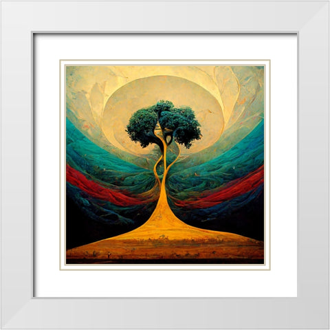 A014 Tree Of Life White Modern Wood Framed Art Print with Double Matting by Heere, Ray