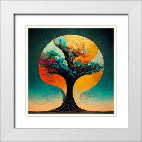 A019 Tree Of Life White Modern Wood Framed Art Print with Double Matting by Heere, Ray