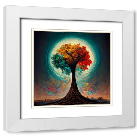 A020 Tree Of Life White Modern Wood Framed Art Print with Double Matting by Heere, Ray