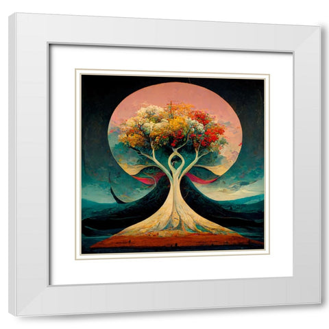 A022 Tree Of Life White Modern Wood Framed Art Print with Double Matting by Heere, Ray