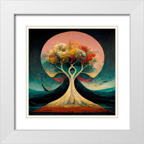 A022 Tree Of Life White Modern Wood Framed Art Print with Double Matting by Heere, Ray