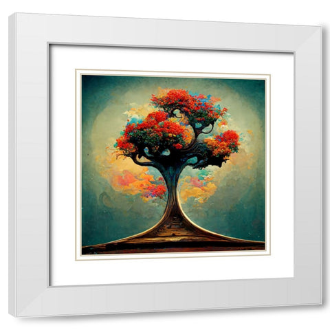 A023 Tree Of Life White Modern Wood Framed Art Print with Double Matting by Heere, Ray