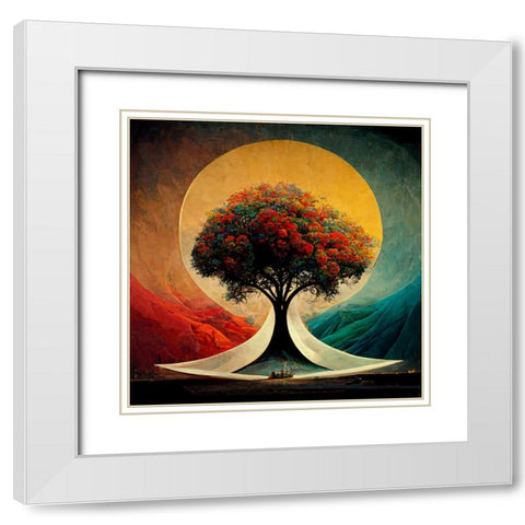 A024 Tree Of Life White Modern Wood Framed Art Print with Double Matting by Heere, Ray