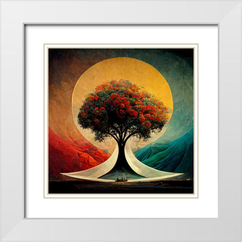 A024 Tree Of Life White Modern Wood Framed Art Print with Double Matting by Heere, Ray