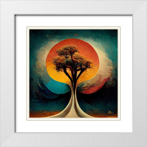 A028 Tree Of Life White Modern Wood Framed Art Print with Double Matting by Heere, Ray