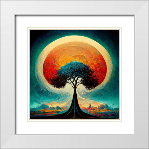 A029 Tree Of Life White Modern Wood Framed Art Print with Double Matting by Heere, Ray