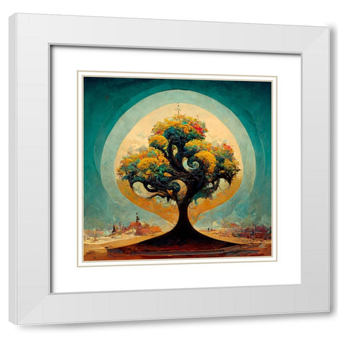 A031 Tree Of Life White Modern Wood Framed Art Print with Double Matting by Heere, Ray
