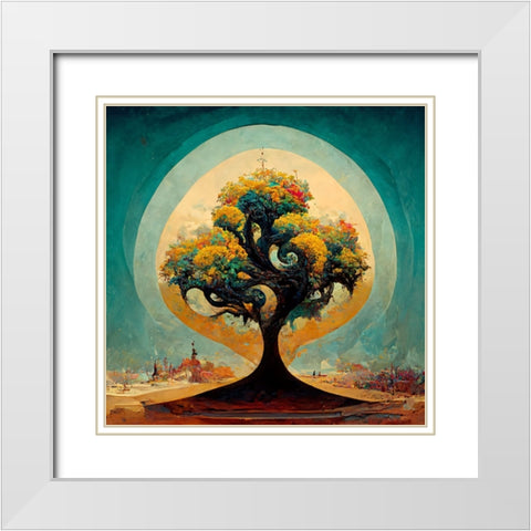 A031 Tree Of Life White Modern Wood Framed Art Print with Double Matting by Heere, Ray
