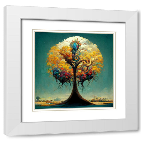 A032 Tree Of Life White Modern Wood Framed Art Print with Double Matting by Heere, Ray