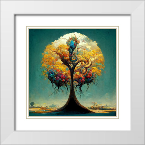 A032 Tree Of Life White Modern Wood Framed Art Print with Double Matting by Heere, Ray