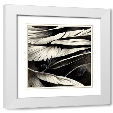 B012 Flowers Black White White Modern Wood Framed Art Print with Double Matting by Heere, Ray