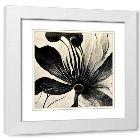 B014 Flowers Black White White Modern Wood Framed Art Print with Double Matting by Heere, Ray