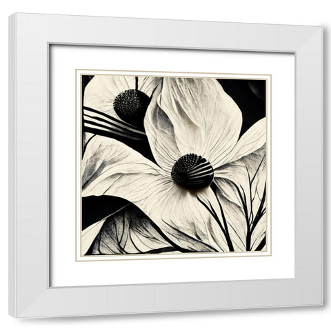 B015 Flowers Black White White Modern Wood Framed Art Print with Double Matting by Heere, Ray