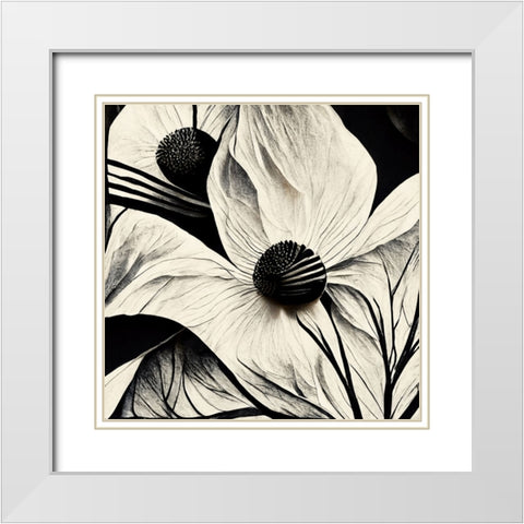 B015 Flowers Black White White Modern Wood Framed Art Print with Double Matting by Heere, Ray