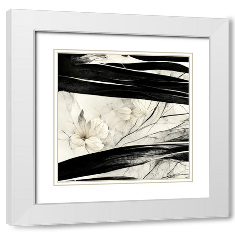B017 Flowers Black White White Modern Wood Framed Art Print with Double Matting by Heere, Ray