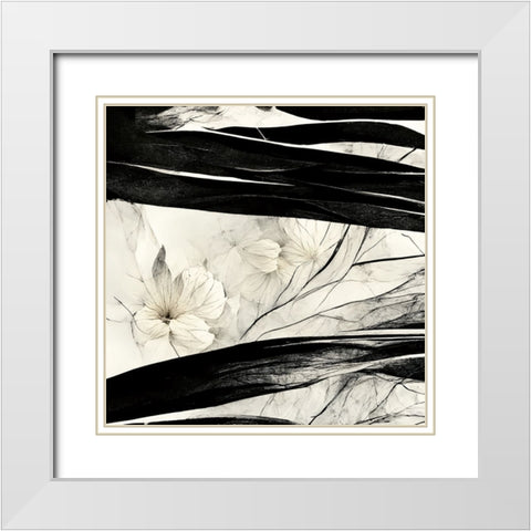 B017 Flowers Black White White Modern Wood Framed Art Print with Double Matting by Heere, Ray