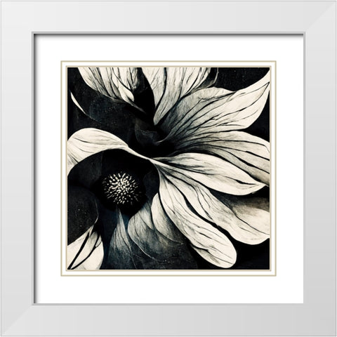 B018 Flowers Black White White Modern Wood Framed Art Print with Double Matting by Heere, Ray