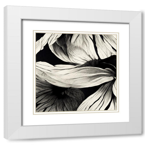 B023 Flowers Black White White Modern Wood Framed Art Print with Double Matting by Heere, Ray