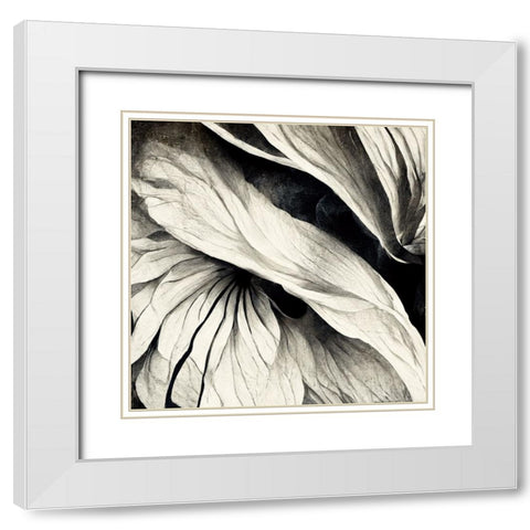 B024 Flowers Black White White Modern Wood Framed Art Print with Double Matting by Heere, Ray