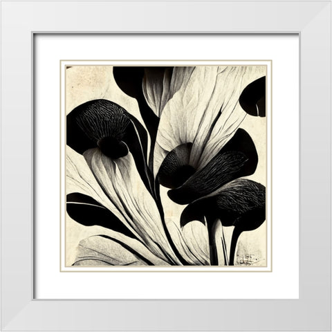 B027 Flowers Black White White Modern Wood Framed Art Print with Double Matting by Heere, Ray