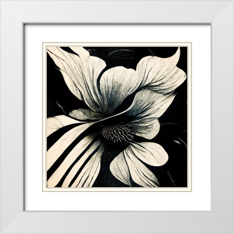 B028 Flowers Black White White Modern Wood Framed Art Print with Double Matting by Heere, Ray