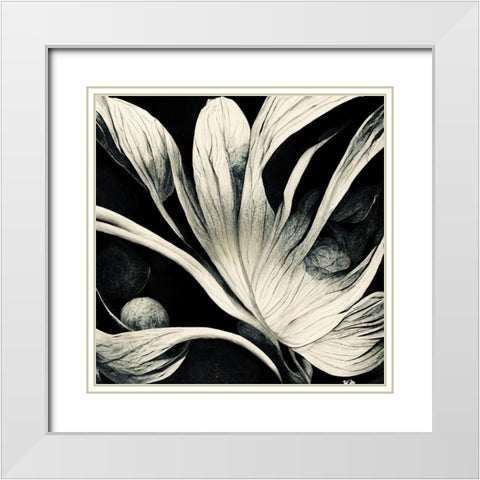 B029 Flowers Black White White Modern Wood Framed Art Print with Double Matting by Heere, Ray