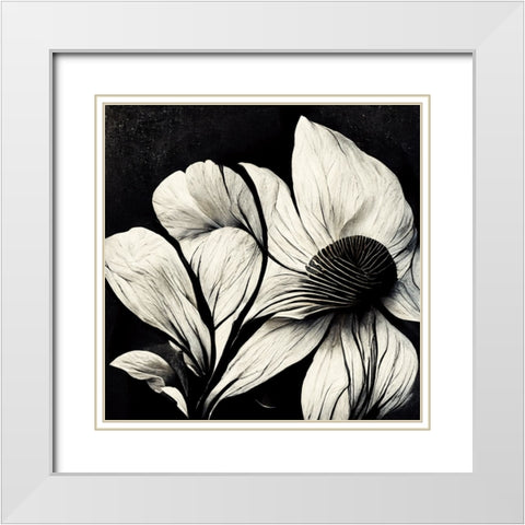 B030 Flowers Black White White Modern Wood Framed Art Print with Double Matting by Heere, Ray