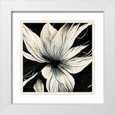 B032 Flowers Black White White Modern Wood Framed Art Print with Double Matting by Heere, Ray