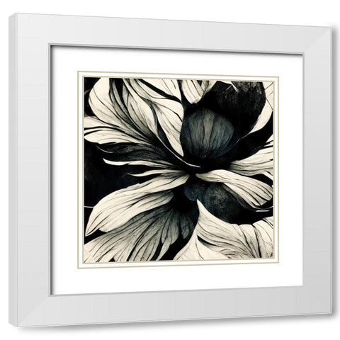 B034 Flowers Black White White Modern Wood Framed Art Print with Double Matting by Heere, Ray