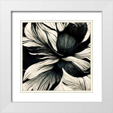 B034 Flowers Black White White Modern Wood Framed Art Print with Double Matting by Heere, Ray