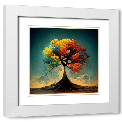A036 Tree Of Life White Modern Wood Framed Art Print with Double Matting by Heere, Ray