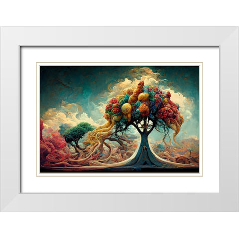 A037 Tree Of Life White Modern Wood Framed Art Print with Double Matting by Heere, Ray