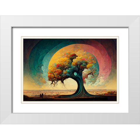A038 Tree Of Life White Modern Wood Framed Art Print with Double Matting by Heere, Ray
