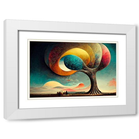 A039 Tree Of Life White Modern Wood Framed Art Print with Double Matting by Heere, Ray