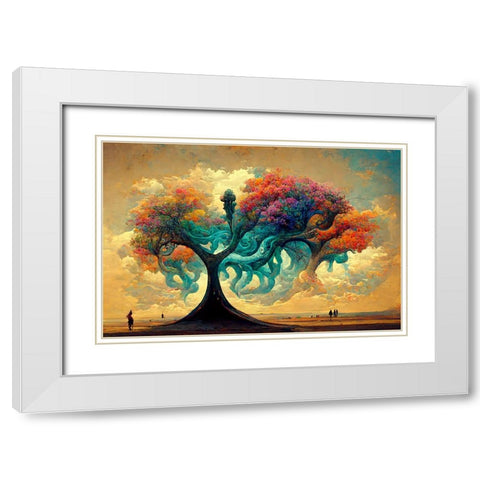 A042 Tree Of Life White Modern Wood Framed Art Print with Double Matting by Heere, Ray