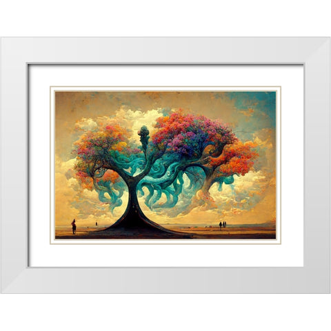 A042 Tree Of Life White Modern Wood Framed Art Print with Double Matting by Heere, Ray