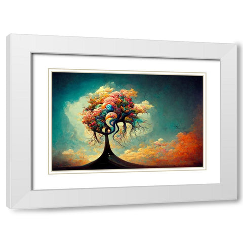 A045 Tree Of Life White Modern Wood Framed Art Print with Double Matting by Heere, Ray