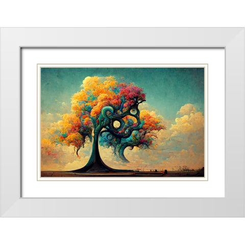 A046 Tree Of Life White Modern Wood Framed Art Print with Double Matting by Heere, Ray