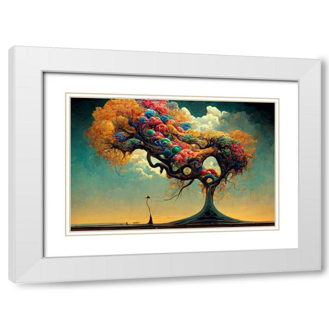 A047 Tree Of Life White Modern Wood Framed Art Print with Double Matting by Heere, Ray