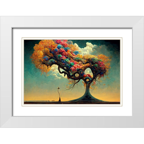 A047 Tree Of Life White Modern Wood Framed Art Print with Double Matting by Heere, Ray