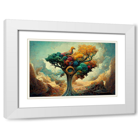 A048 Tree Of Life White Modern Wood Framed Art Print with Double Matting by Heere, Ray