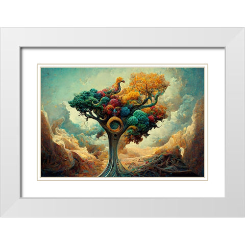 A048 Tree Of Life White Modern Wood Framed Art Print with Double Matting by Heere, Ray