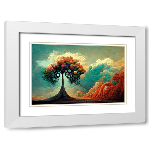 A049 Tree Of Life White Modern Wood Framed Art Print with Double Matting by Heere, Ray