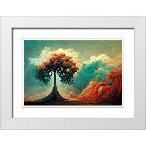 A049 Tree Of Life White Modern Wood Framed Art Print with Double Matting by Heere, Ray