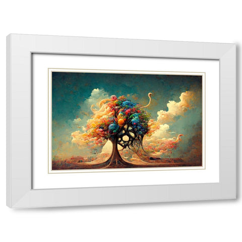A050 Tree Of Life White Modern Wood Framed Art Print with Double Matting by Heere, Ray