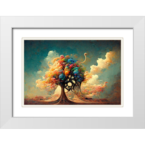 A050 Tree Of Life White Modern Wood Framed Art Print with Double Matting by Heere, Ray