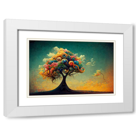 A051 Tree Of Life White Modern Wood Framed Art Print with Double Matting by Heere, Ray