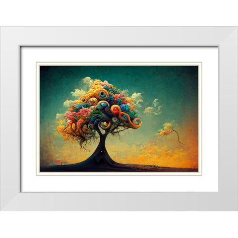 A051 Tree Of Life White Modern Wood Framed Art Print with Double Matting by Heere, Ray