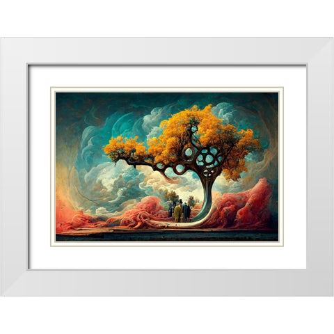A052 Tree Of Life White Modern Wood Framed Art Print with Double Matting by Heere, Ray